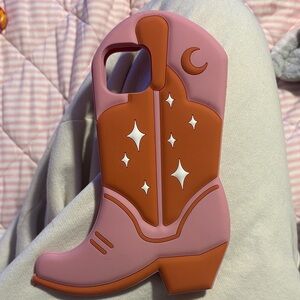 Pink and Brown Cowboy Boot Phone Case